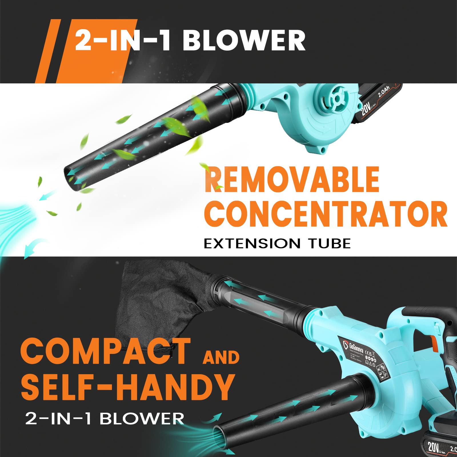 Soffiatore Foglie Senza Fili TEENO 20V - Potente, Leggero, Con Batteria E Caricabatterie - Foto 7