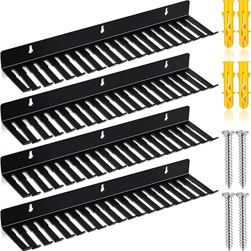 Geetery 4 piezas de soporte para cables de montaje en pared, organizador de cables, soporte negro con 19 ranuras para cables de 5,5 a 0.374 in de