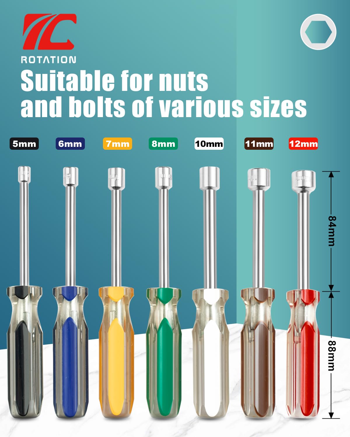 ROTATION Metric Nut Driver Set - 7 Piece -2