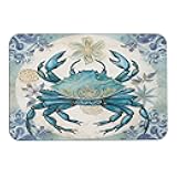 Bath-Mat-Rug Coastal Ocean Crab Bathroom Rug Mat Big Crab Sea Coastal Water Absorbing Non Skid Bath Rugs Runner Bathroom Mats for Bathroom Floor Bathtub Shower Room Sink 16x24 Inch
