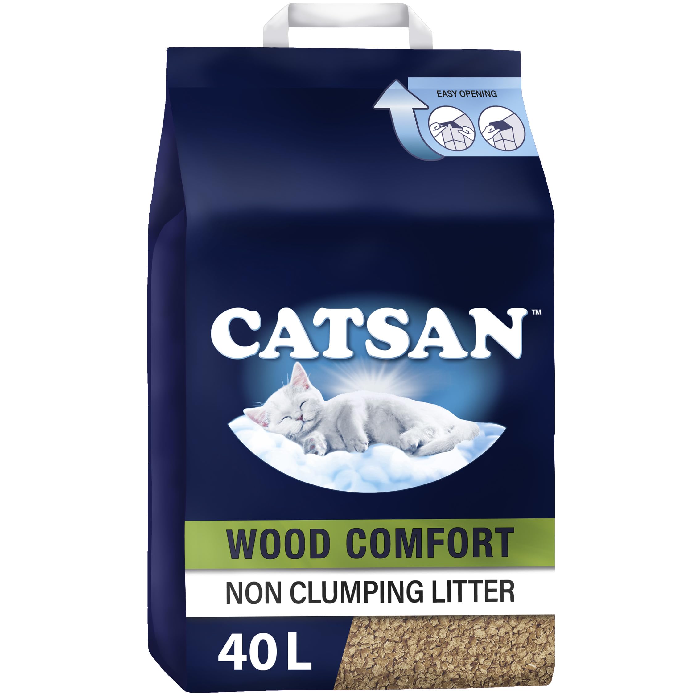 Catsan Wood Comfort Non Clumping Litter, 100 Percent Biodegradable, Extra Absorbent, 20 Litre Bag, Pack of 2