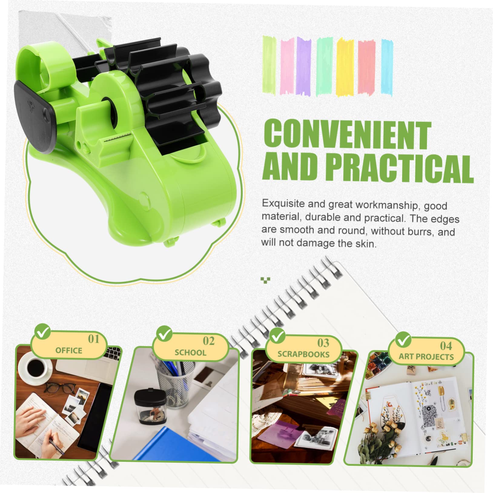 Dispensador de Cinta de Corte Semiautomático, Verde Abs