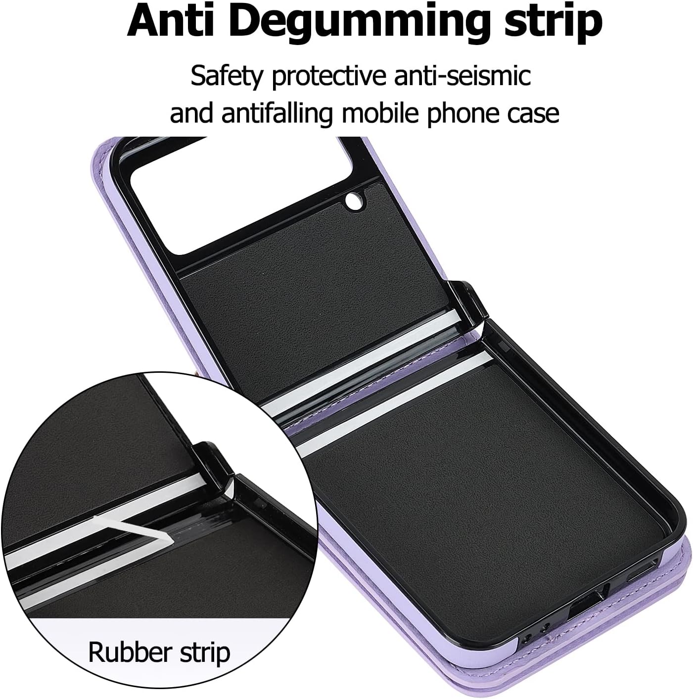 Phone Case for Samsung Galaxy Z Flip 4, Crossbody Wallet Phone Cover with Card Holders Cash Slot Kickstand Wristlet Strap, Fashion Leather Handbag Flip 4 Phone Case for Women Girls (Purple)