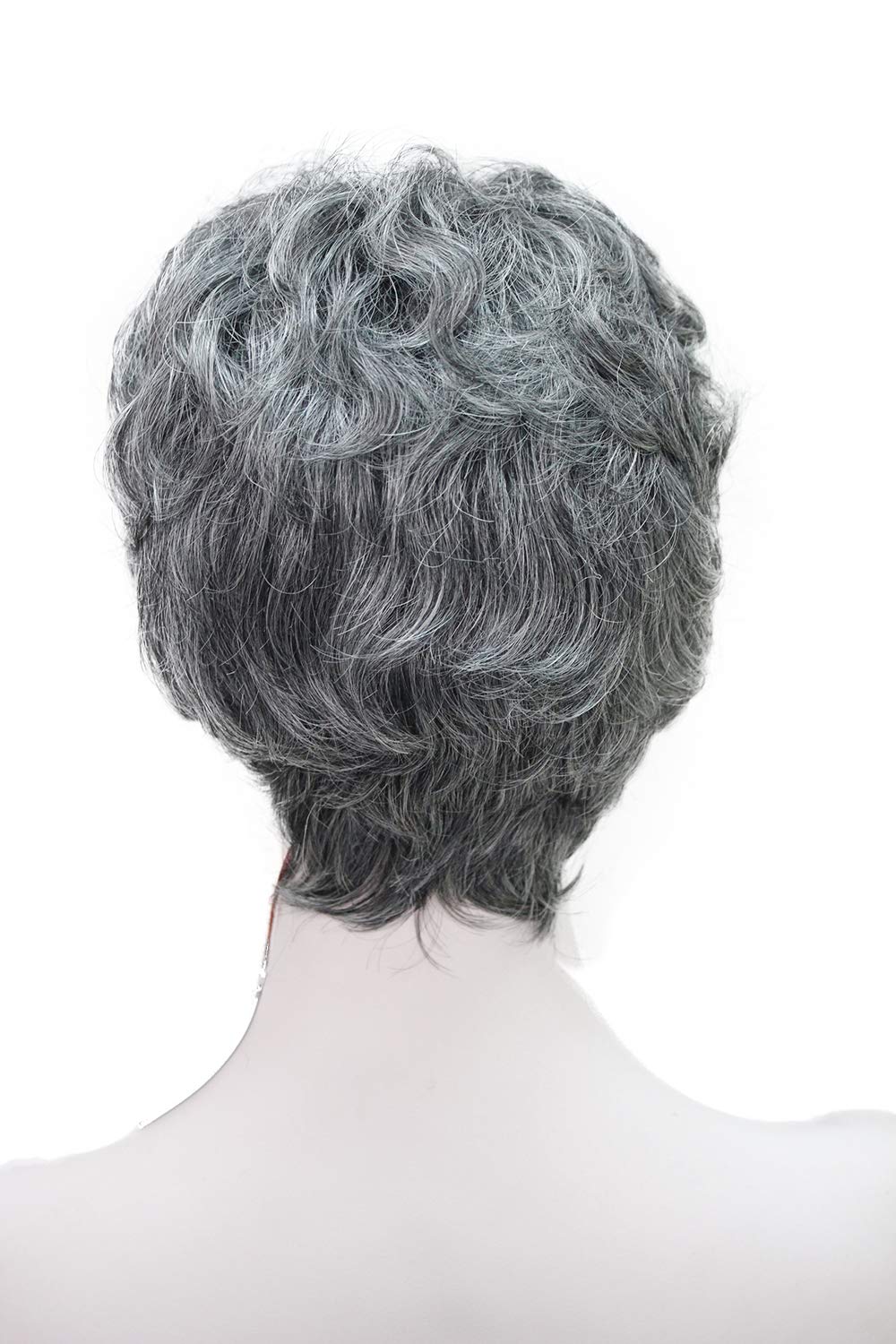 Wiginway Short Dark Grey Curly Wigs Women's Wigs Natural Synthetic Capless Hair Full Wig(Dark Grey)