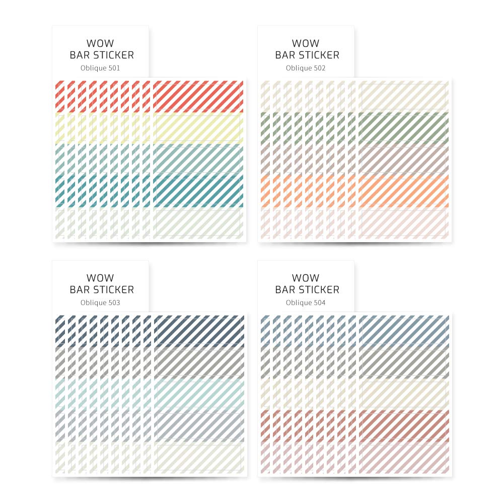 Monolike Wow Bar Sticker Oblique Set - Mini Size Cute Stickers, Square Stickers