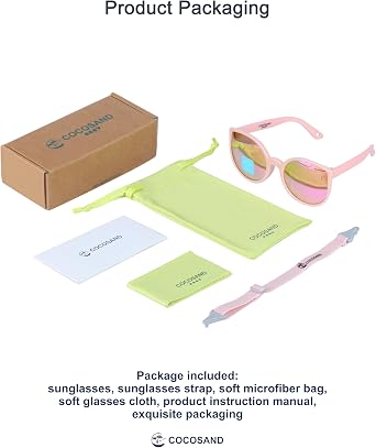 COCOSAND Baby Sunglasses with Strap Polarized Cat Eye UV400 for Infant Toddler Girl 3-24 Months