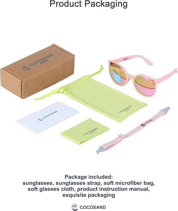 COCOSAND Baby Sunglasses with Strap Polarized Cat Eye UV400 for Infant Toddler Girl 3-24 Months