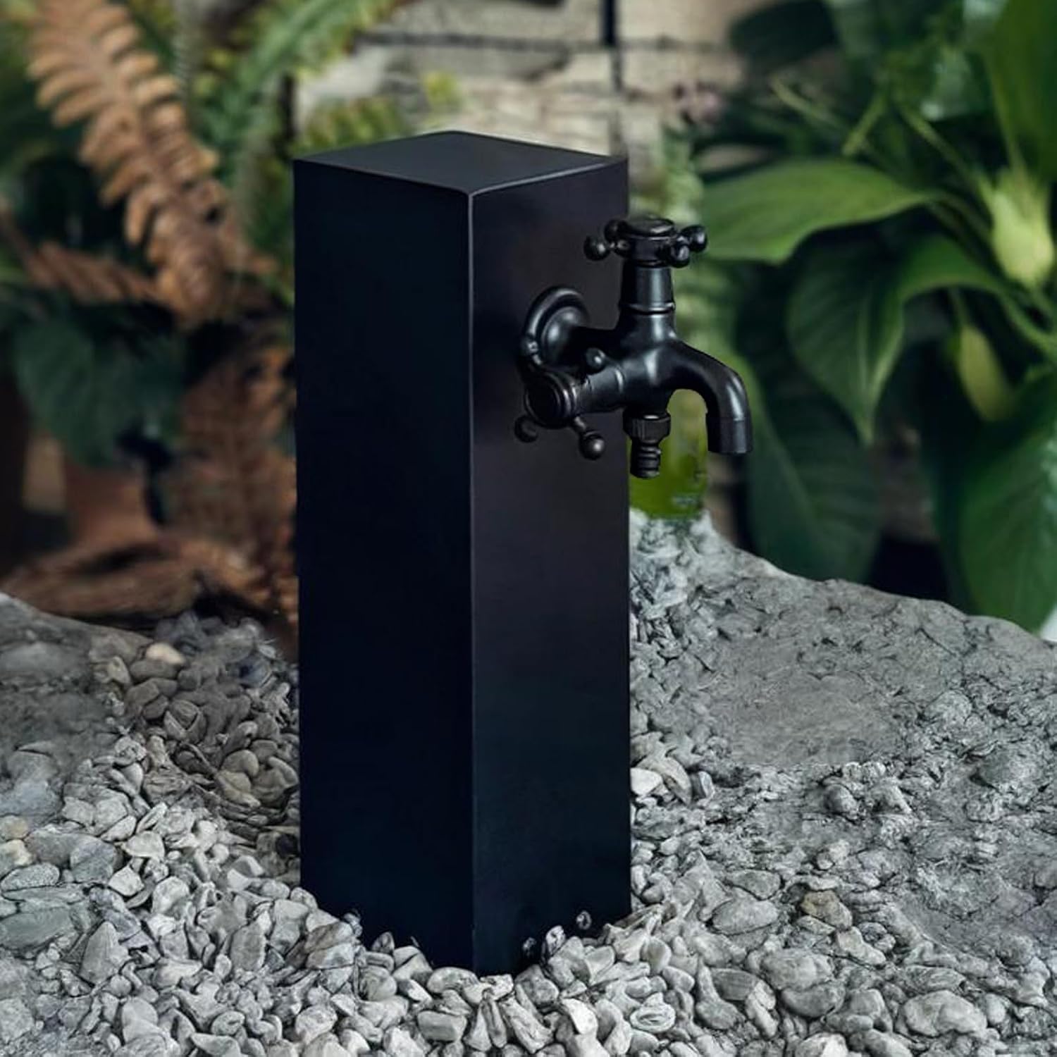 inless Steel Outdoor Water Fountain - Detive Hydrant Dispenser, Freeze-Proof Garden Irrigat Post, 40cm Black Water Column for Lacaping, & Slish Garden Feature