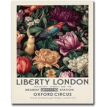 LUCKLYDOUDOU Canvas Painting Poster and Print Pictures Liberty London Print Vintage Bird And Botanical Floral Exhibition Poster Living Room and Bedroom Office Decoration 8x12inch Without Frame