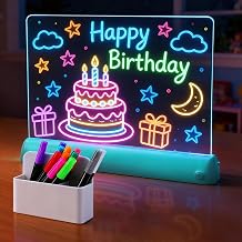 Cordless LED Drawing Board, Girls First Day of School Sign, 11.89.8in Blue | Battery-Powered Use Anywhere, Easy Tracing Images, 7 Colors, 4 Light Effects, with 12 Markers, Holder, Girls Birthday Gifts