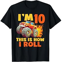 10rd Birthday Kids I'm 10 This is how I roll Monster Truck B T-Shirt