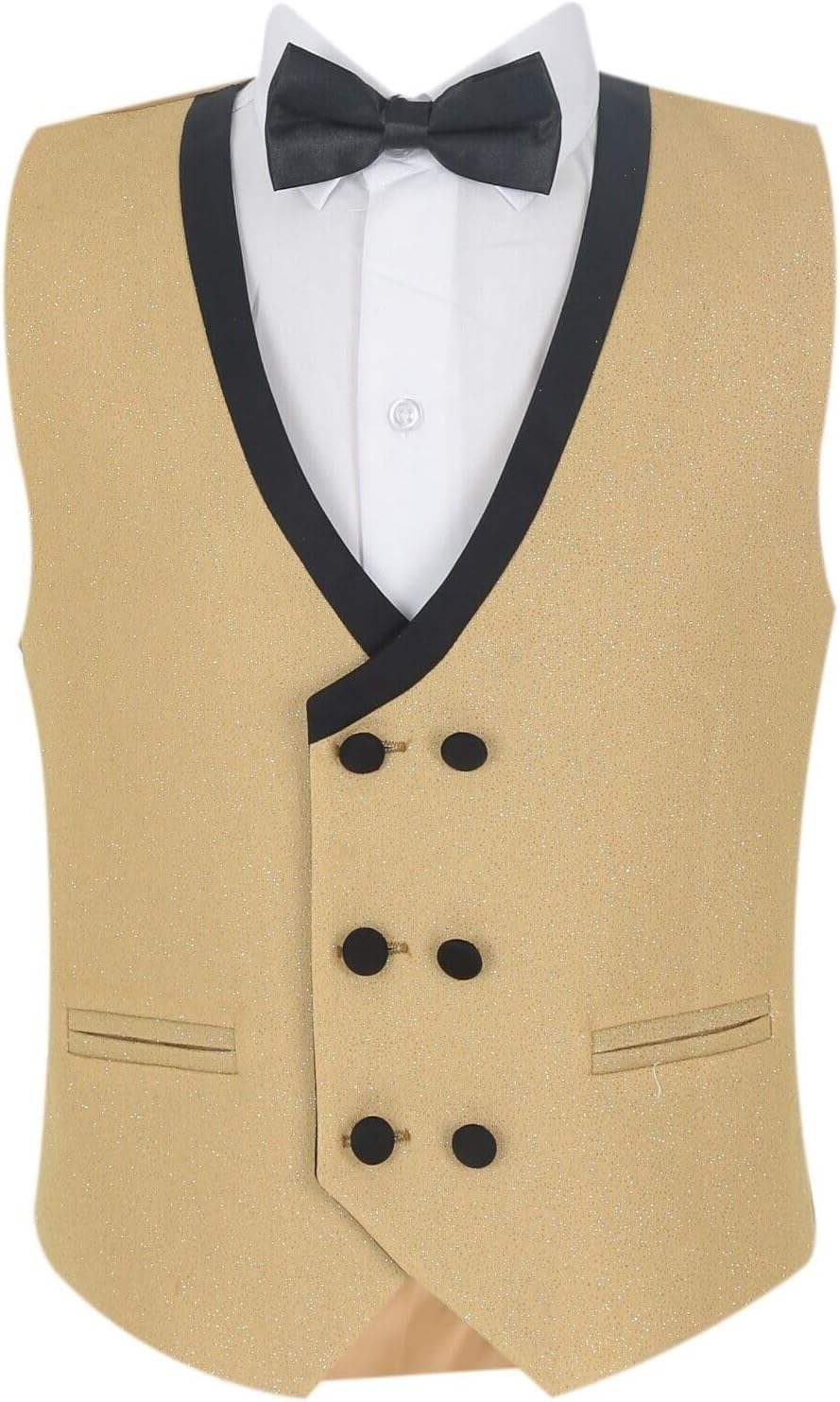 SIRRI Boys Pageboy 5-PC Slim Fit Tuxedo Glitter Dinner Suit for Wedding & Special Events