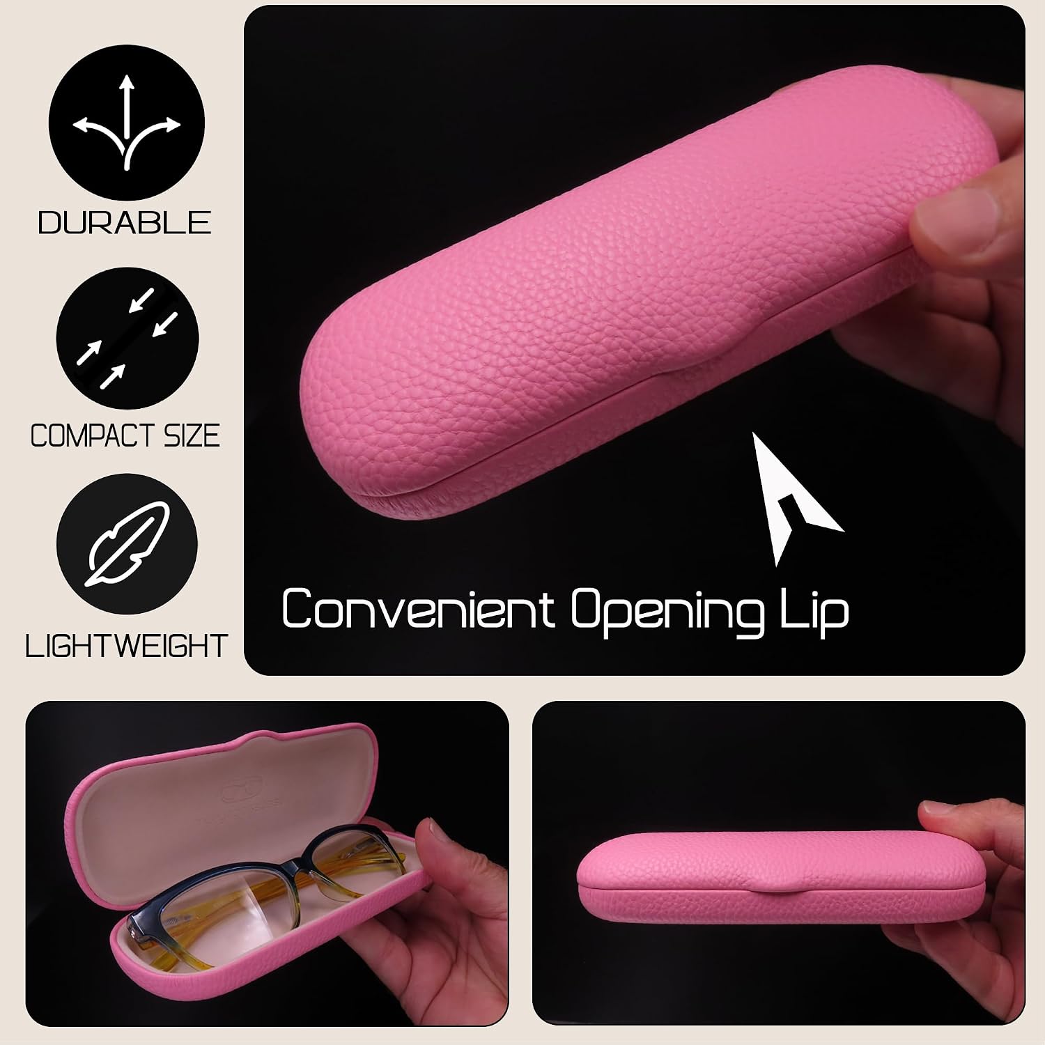MyEyeglassCase Men Small Glasses case - Eyeglasses Hard Shell Holder Pouch & Cloth-Reading Slim & Narrow Case Heavy Duty image 4