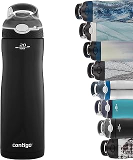 Contigo Ashland Chill Water Bottle with Straw, Keeps drinks cool for 24 h, insulated Stainless Steel Drinking Bottle, Leak-Proof Thermal Bottle, Sports Bottle for gym, Bike,Hiking,590 ml,Matte Black