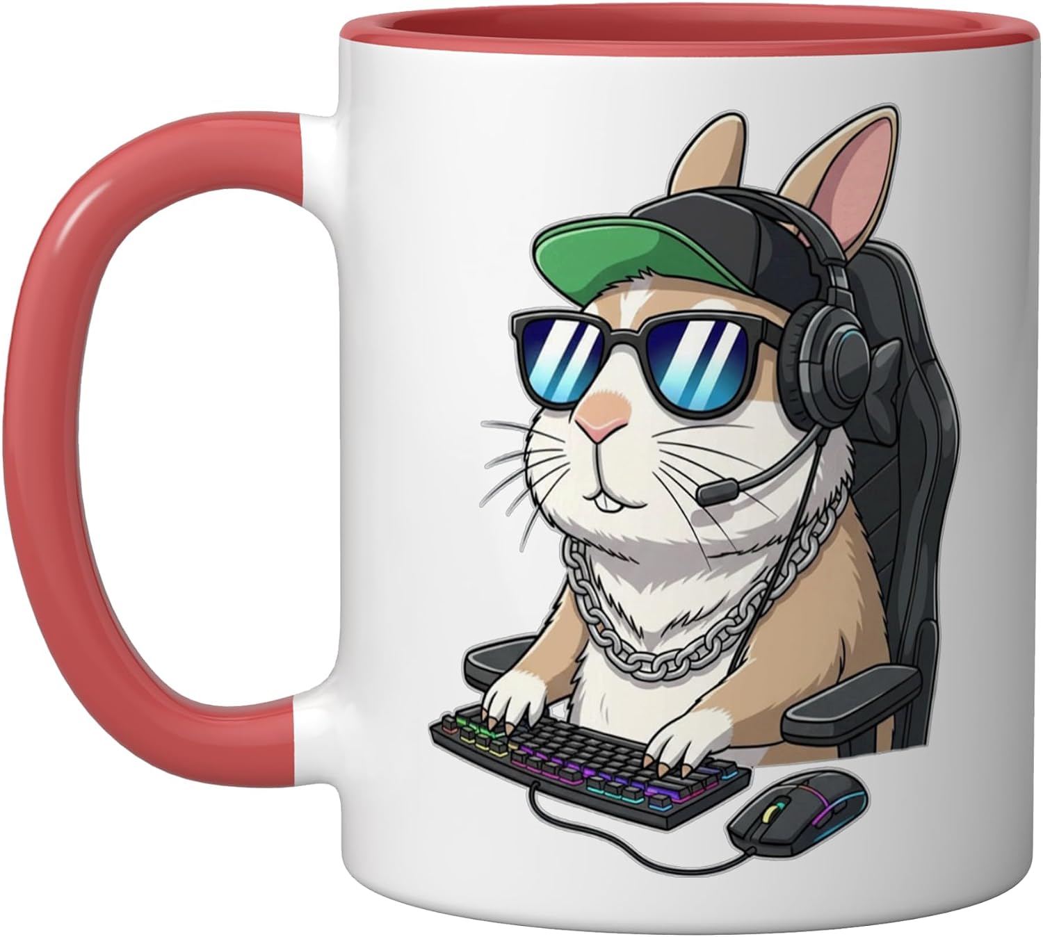 Bunny Gamer Funny Gaming Bunnies Play Video game Lover Ceramic Mug, Black/White, 15oz image 5