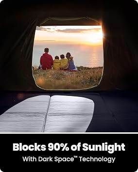 OutdoorMaster Updated Camping Tents, 4/6 Person Camping Tent with Blackout Shelter Technology, Easy Setup in 60 Seconds, Weatherproof Pop Up Tent with Top Rainfly, Instant Cabin Tent