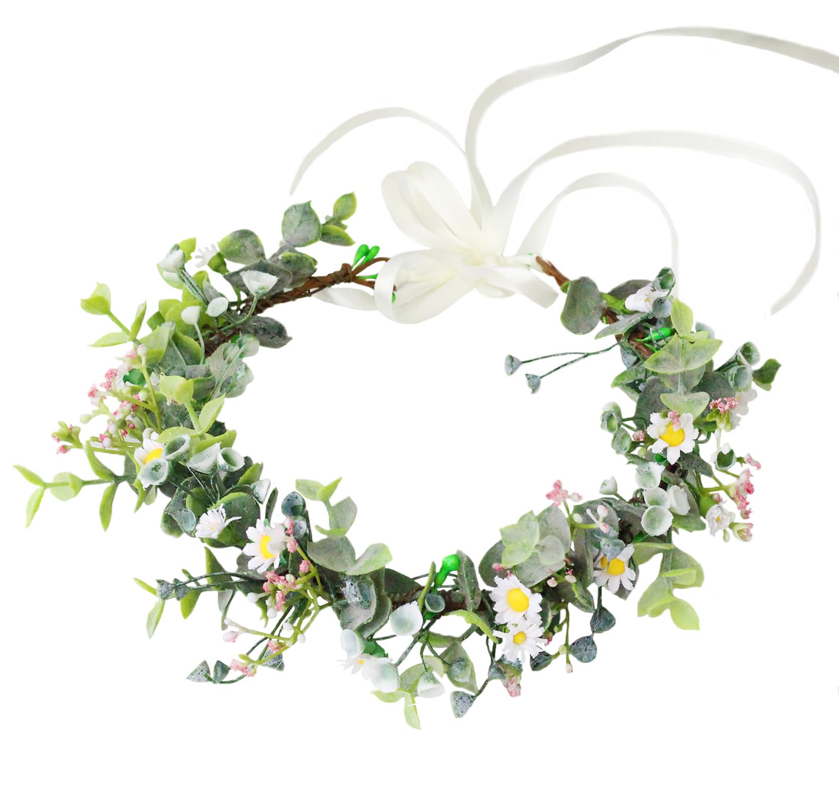 LLinfflr Fairy Floral Crown Even Headband Flower Headpiece Woodland Forest Circlet for Women Bridal Wedding Prom Halloween Renaissance Cosplay Photo