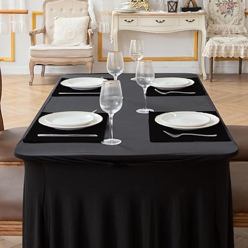 Miniatura 7 de Juego de 6 manteles individuales de tela de lino, lavables a máquina, resistentes al calor, sin arrugas, de poliéster grueso, para la mesa del