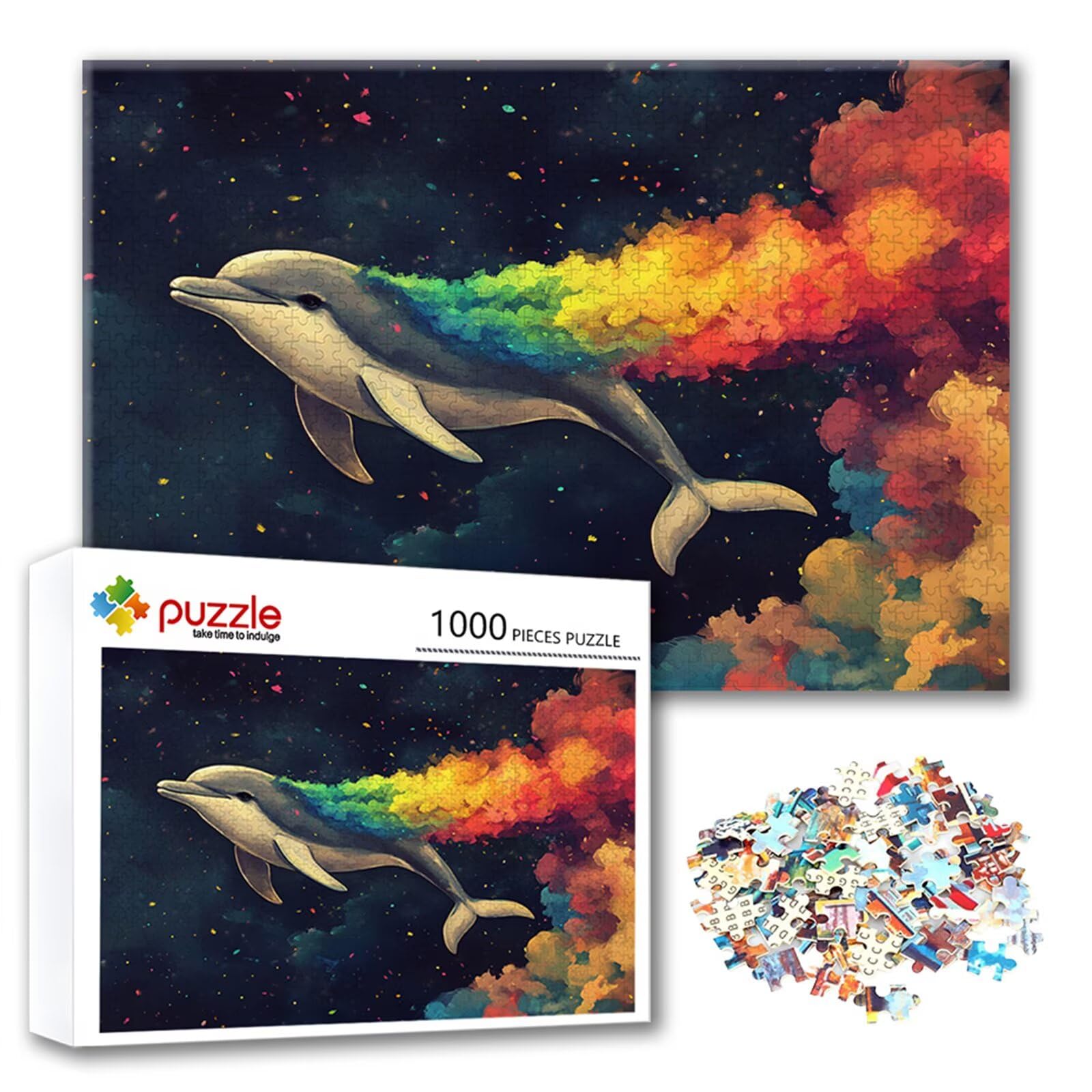 Puzzle ze zwierzętami 2000 sztuk delfinów, niemożliwe łamigłówki, drewniane układanki dla dorosłych, gry logiczne dla całej rodziny z redukcją ciśnienia, prezenty dla kobiet P-4