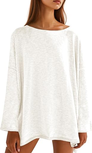 Tankaneo Womens Oversized Long Sleeve Shirts Knitted Lightweight Sweater