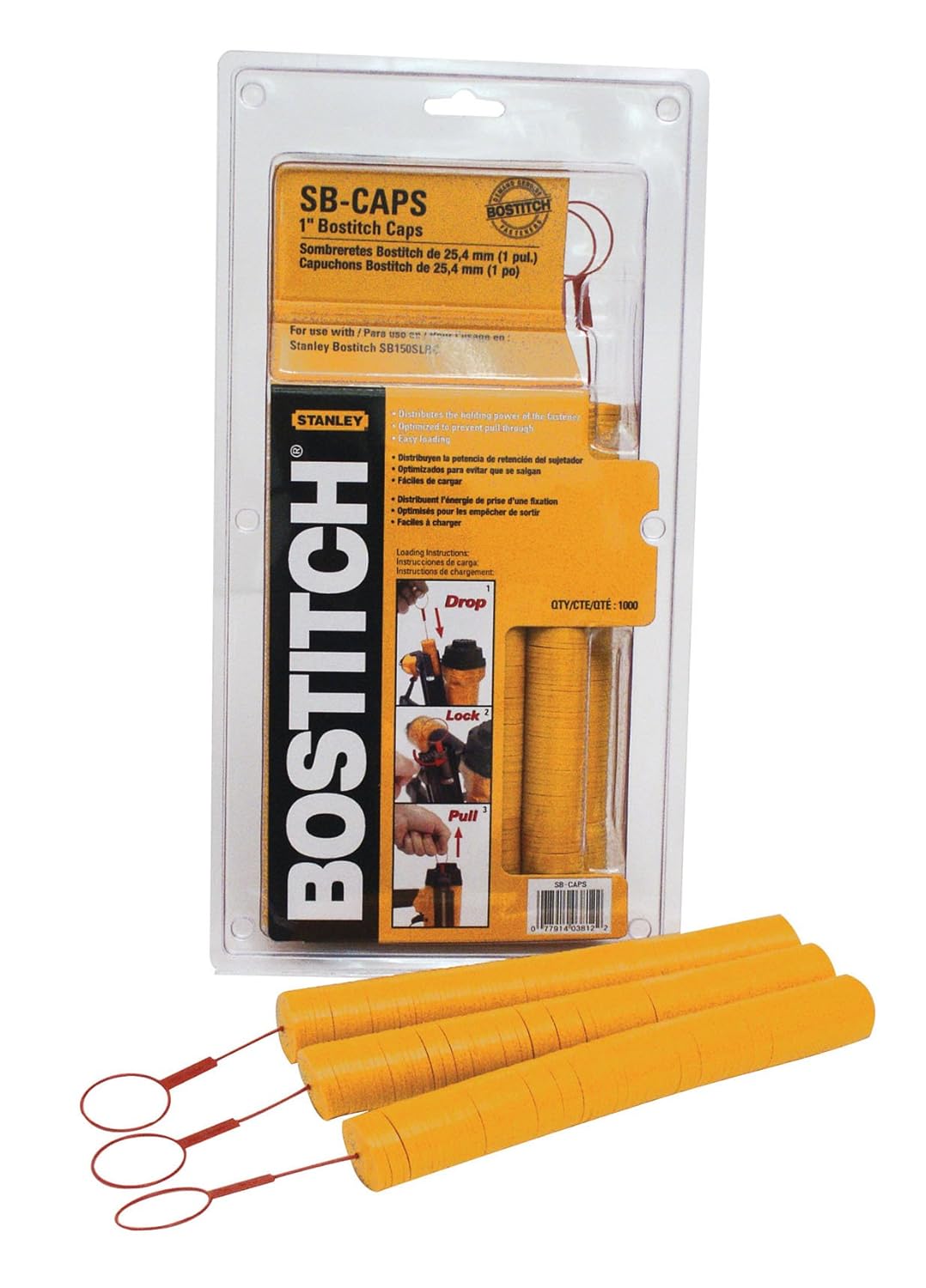 Bostitch 1 in. L x 1 in. W Plastic Medium Crown Button Caps 18 Ga. 1000 pk
