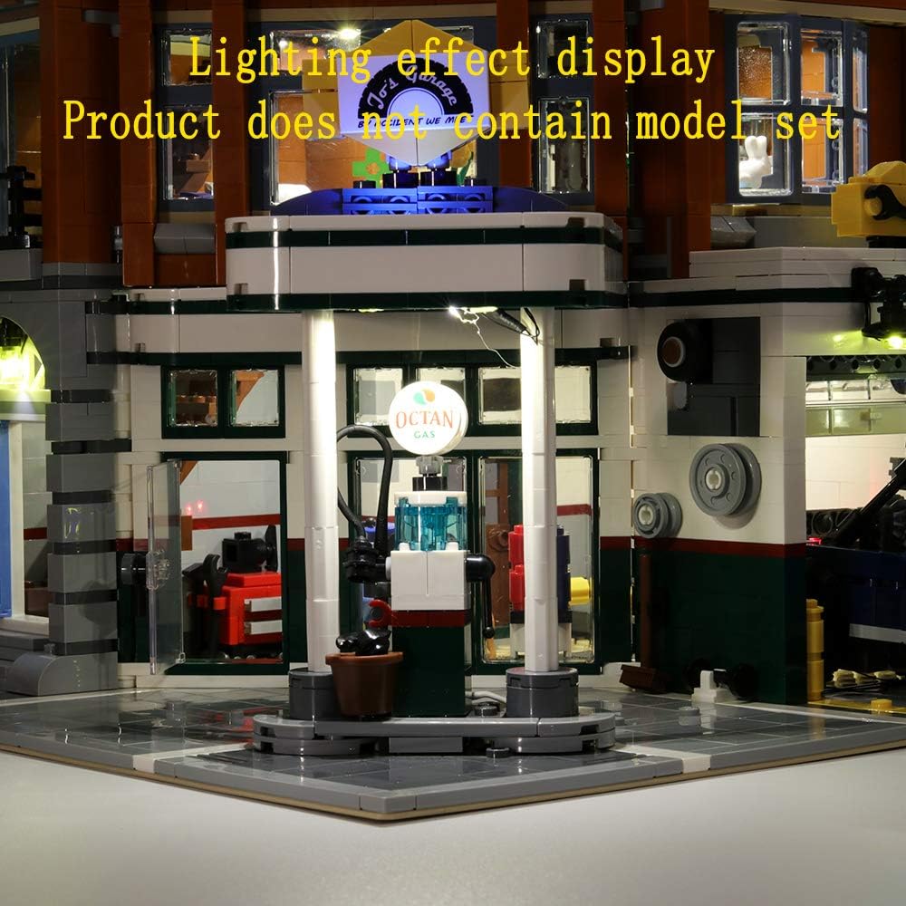 Bricks Light Kit for Creator Expert Corner Garage Building Blocks Model - Compatible with Lego 10264 (Model Set Not Included)