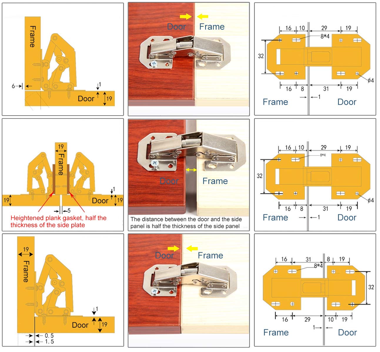 Buy DODOYA 4Pack Hidden Hinges for Doors Frameless, Concealed