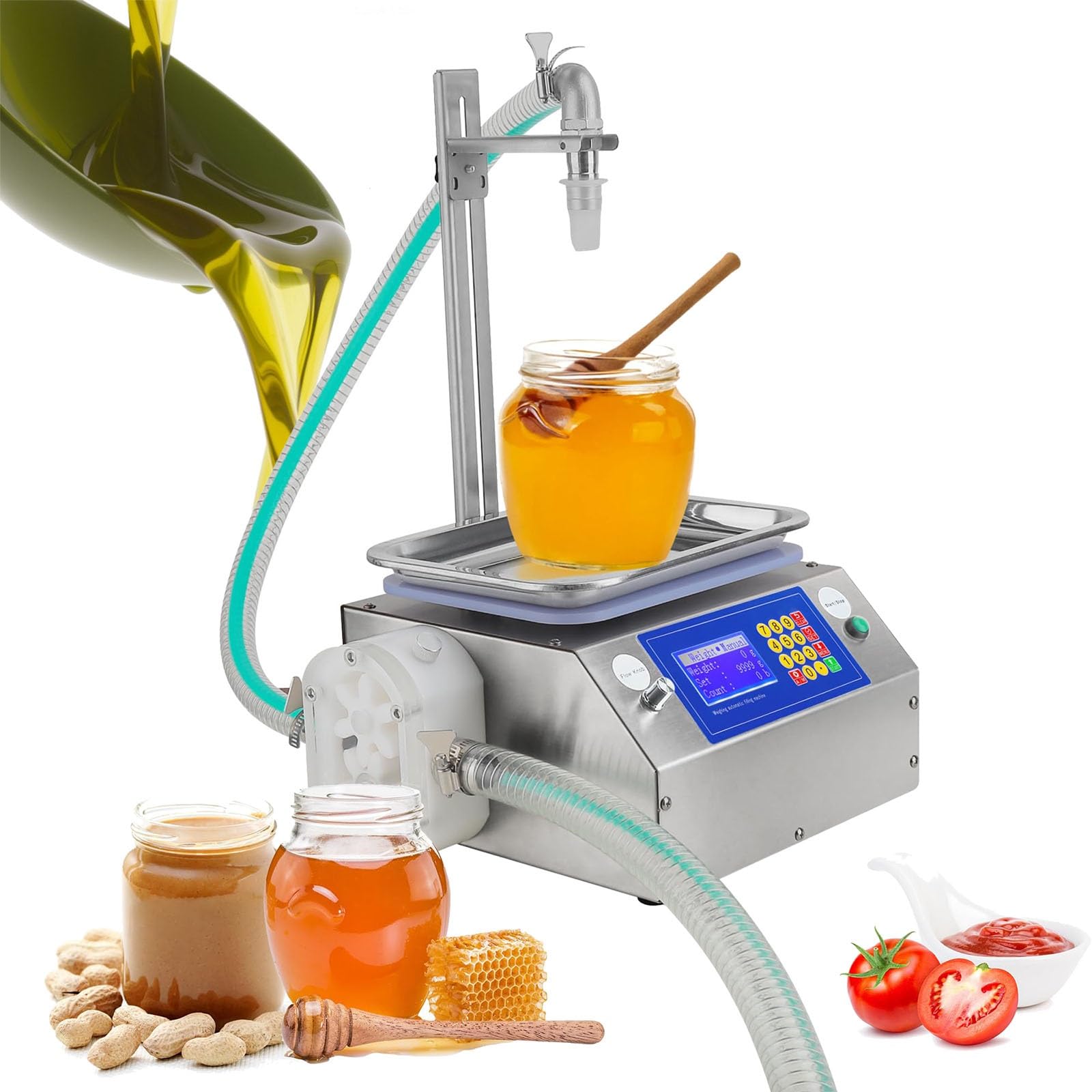 Elektryczna pompa do napełniania butelek, 7 l/min, duża pojemność, automatyczny cyfrowy napełniacz do soku, miodu, tahini, lepkiej śmietany
