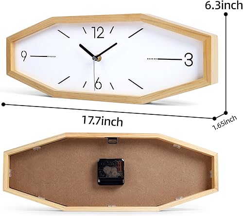 Miniatura 2 de Relojes de pared retro de madera, relojes cuadrados de 18 pulgadas, reloj de pared rectangular, funciona con pilas, silencioso, sin tictac, para