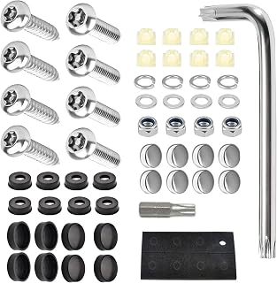 License Plate Screws, Anti Theft License Plate Screws for Front Rear Car Tag Mount, Stainless Steel Rustproof Security Bolts Kits, Suitable for Most Cars