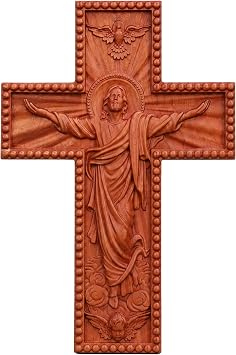 QIADGE CHERRY Crucifix Durable Unique Christian Gift Home Decor Wall Art Works Wall Hanging For Bedroom Easter Gift jesus statue crucifix wall cross catholic decor 13.7 * 10.7 in