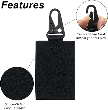Patch Keychain with Snap Hook, DoubleSided HookandLoop Display Panel for Backpacks Bags Vests