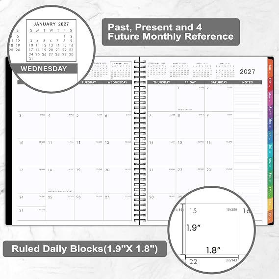 Artfan 2027 Monthly Planner - JAN. 2027 - DEC. 2027, 2027 Planner with Colorful Tabs & Pockets, 9 x 11, Monthly Calendar 2027 for Home School Office Organization - Polypropylene Black