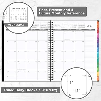 Artfan 2027 Monthly Planner - JAN. 2027 - DEC. 2027, 2027 Planner with Colorful Tabs & Pockets, 9 x 11, Monthly Calendar 2027 for Home School Office Organization - Polypropylene Black