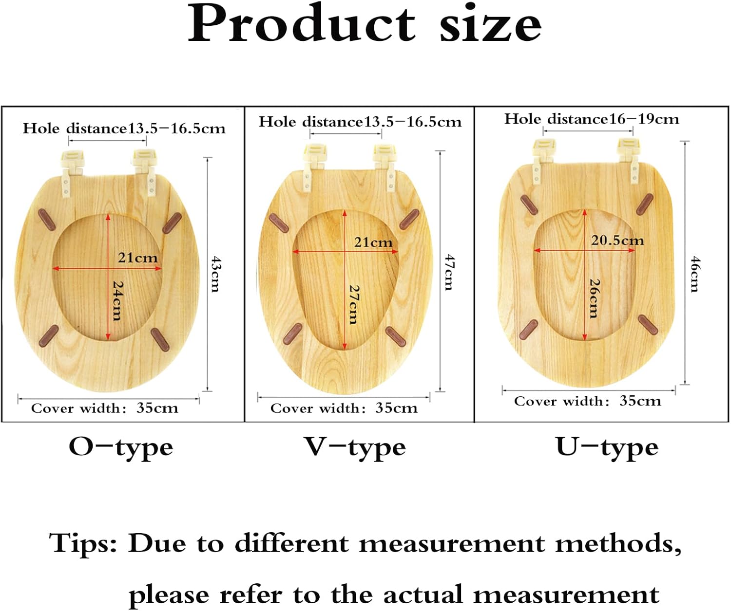 Seat Wooden Toilet Lid,Adjustable Hinge Toilet Lid Cover,Slow Quick Release Toilet Seat,Resists Stains,Fading,Chipping and Scratching,Fits Most O-Shaped,U-Shaped,V-Shaped Toilets