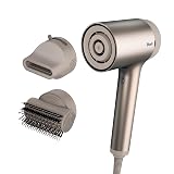 Shark HyperAIR Ionic Dryer, Rotatable Brush, Auto Presets, Stone, HD112BRN | Dual Optical Sensors Auto-Set Heat, Negative Ion Frizz Control, Cool Shot Button Stone With Concentrator & Styling Brush 2-in-1 Concentrator