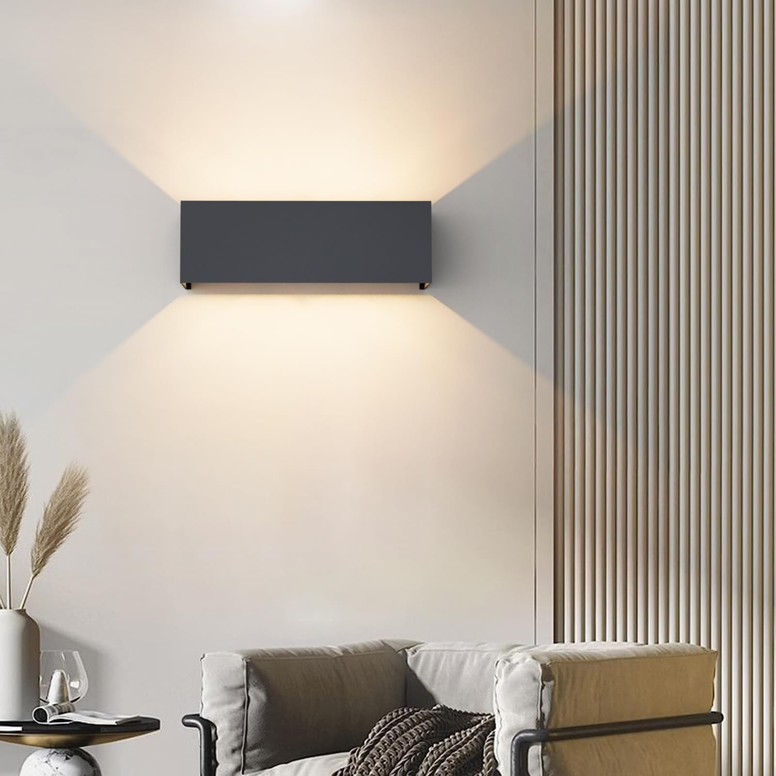 Klighten 30W Außenlampe Außenwandleuchte Anthrazit, 2PCS Aussenleuchte Aussenlampe Wand UP Down, IP65, Wandleuchten Innen/Außen Mit Einstellbar Abstrahlwinkel,für Wohnzimmer Garten, Warmweiß 3000K