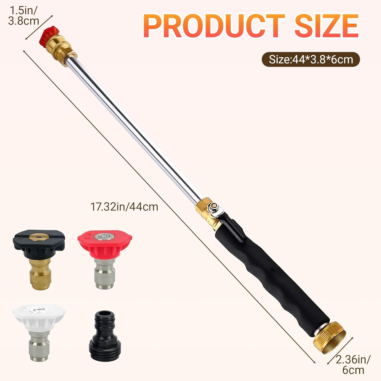 Upgraded Jet Nozzle Power Washer for Garden Hose, 2026 Pressure Washer Wand with 3 High-Pressure Nozzles for Car Washing Patio Garden Outdoor Cleaning (Gray)
