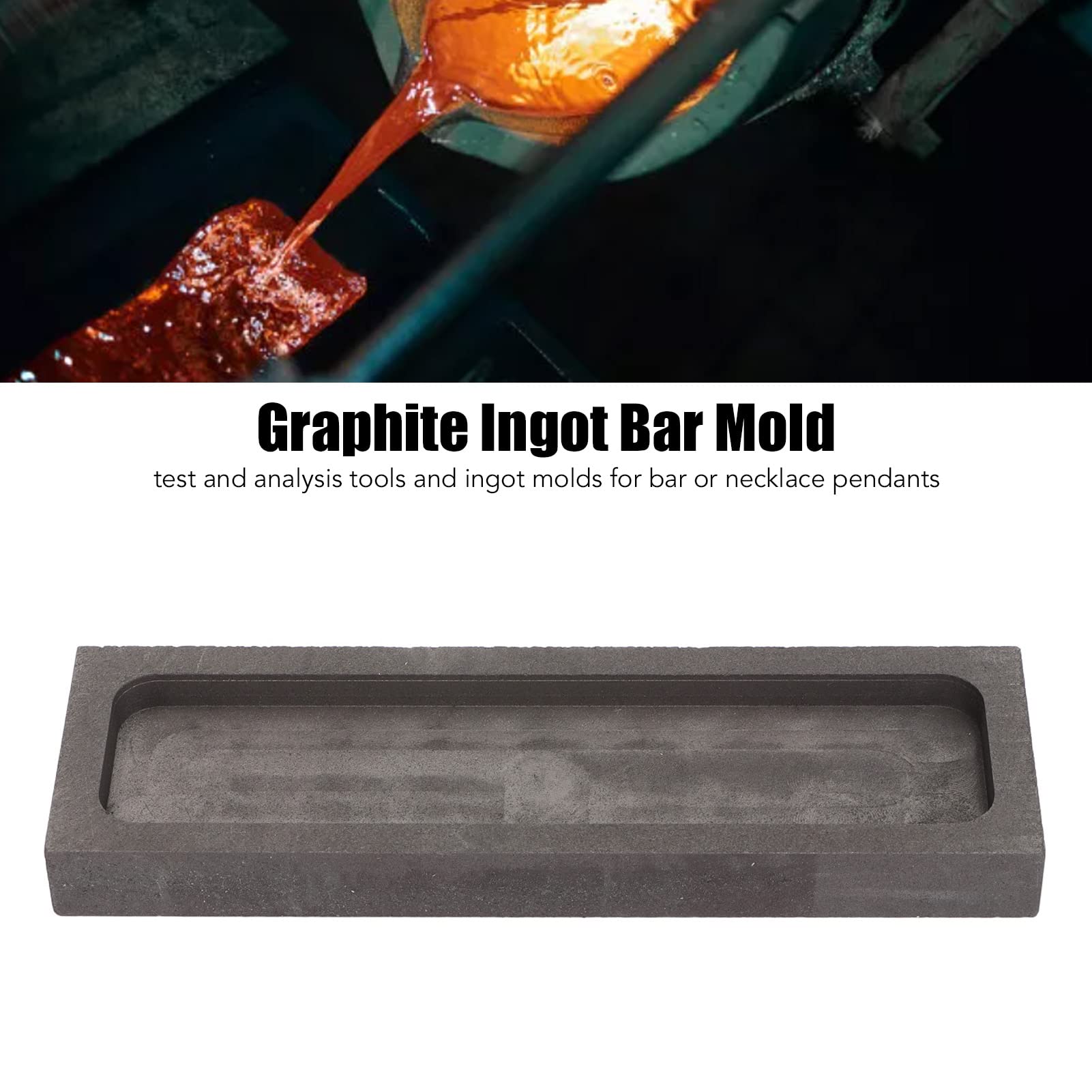 Molde para Lingotes de Grafito Dorado y Plateado, Molde para Lingotes de Grafito Rectangular con Alta Estabilidad TéRmica, para FundicióN, FundicióN, RefinacióN, Reciclaje