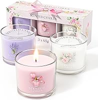 CHILLFLAME Scented Candle Gift Set - 3 Votive Candles for Stress Relief, Birthday & Christmas Gifts Women Men (Pink Purple White, 7oz Soy Wax)
