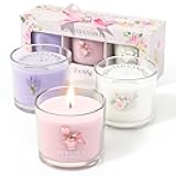 Scented Candles, Scented Candle Gift Set for Stress Relief, 3 Votive Candles for Women and Men, Birthday Candle Gifts for Women, Christmas Candles for Women (Pink + Purple + White, 7 oz)