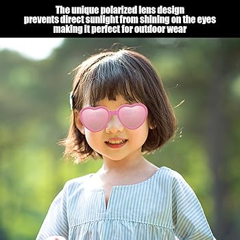 Occhiali Da Sole Bambini Polarizzati UV400 - Forma Cuore, Morbidi, Rosa, Per Viaggi E Foto