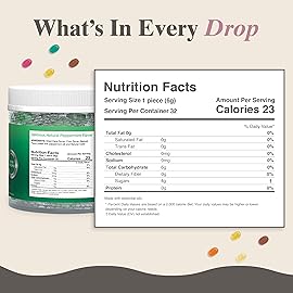 Three Lollies Queasy Drops - Peppermint Flavor - Relief from Nausea & Travel Sickness, Soothes Dry Mouth & Stomach, Natural Ingredients - 32 ct