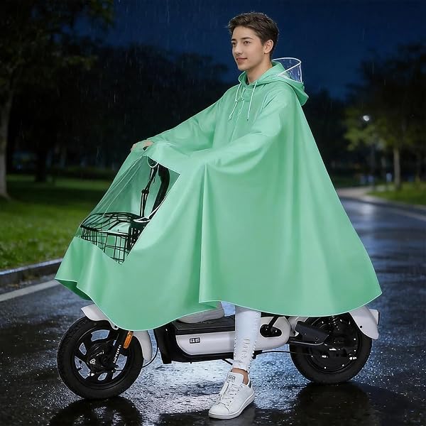 [Alaiyaky] レインポンチョ 自転車 バイク用 レインカッパ 雨がっぱ 透明窓 レインカバー 雨合羽 レインウェア 足元が見える レディース メンズ 自転車カッパ リュック対応 携帯に便利 コンパクト 梅雨 豪雨対策 防風防水 通勤通学 多色 - 5