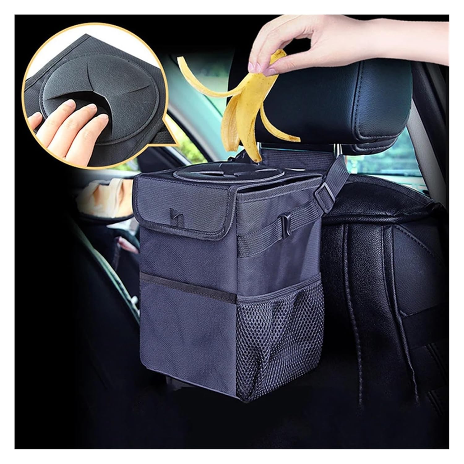 Portable Foldable Car Trash Can, Hanging Garbage Bin Vehicle Interiors, Multifunctional Storage Organizer