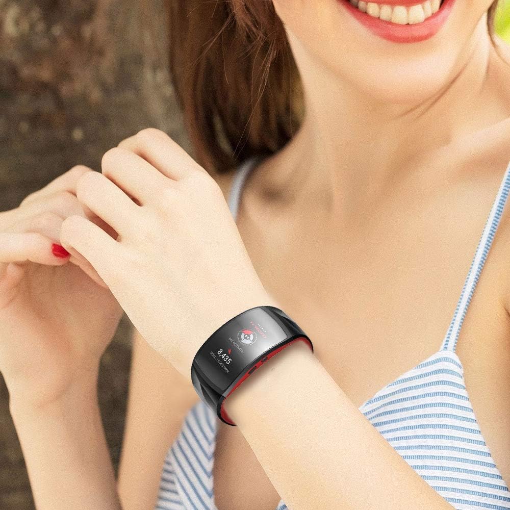 ANCOOL Compatible with Gear Fit2 Pro Bands Soft Silicone Wristbands Sports Straps Replacement for Gear Fit2/ Gear Fit2 Pro Smartwatch (Large, Black/Red)