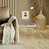 Vista 3 de Mesita de noche acrílica, mesa auxiliar de acrílico transparente, mesa de noche de 2 niveles, mesita de noche moderna para dormitorio, sala