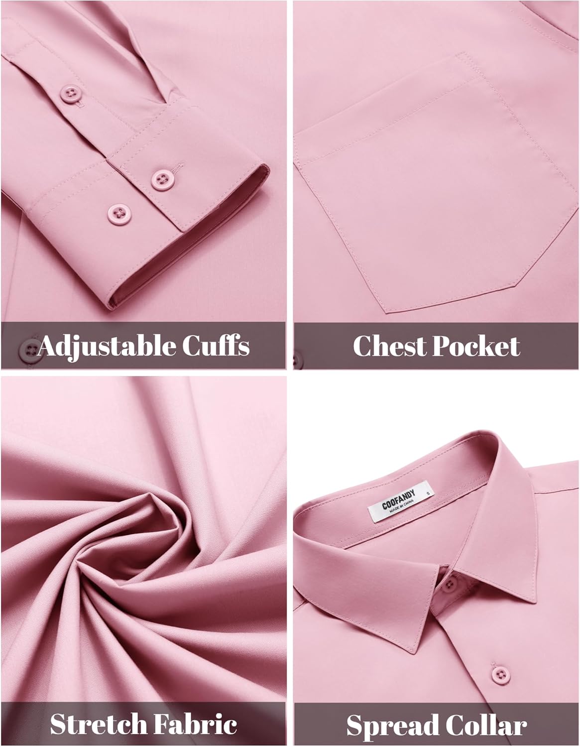 COOFANDY Mens Dress Shirts Long Sleeve Wrinkle Free Button Down Shirts Formal Business Shirt - Image 4