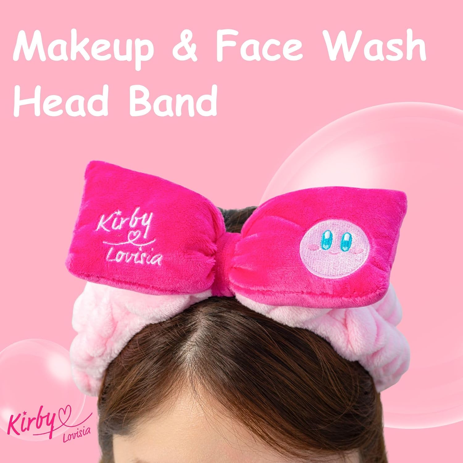 Kirby Kawaii Facewash Headband Set for Girls& Women, SPA Headband for Makeup& Skincare, Cute Headbands for Washing Face, After Bath Time, Official Kirby Licensed Hair Accessory Gift image 4