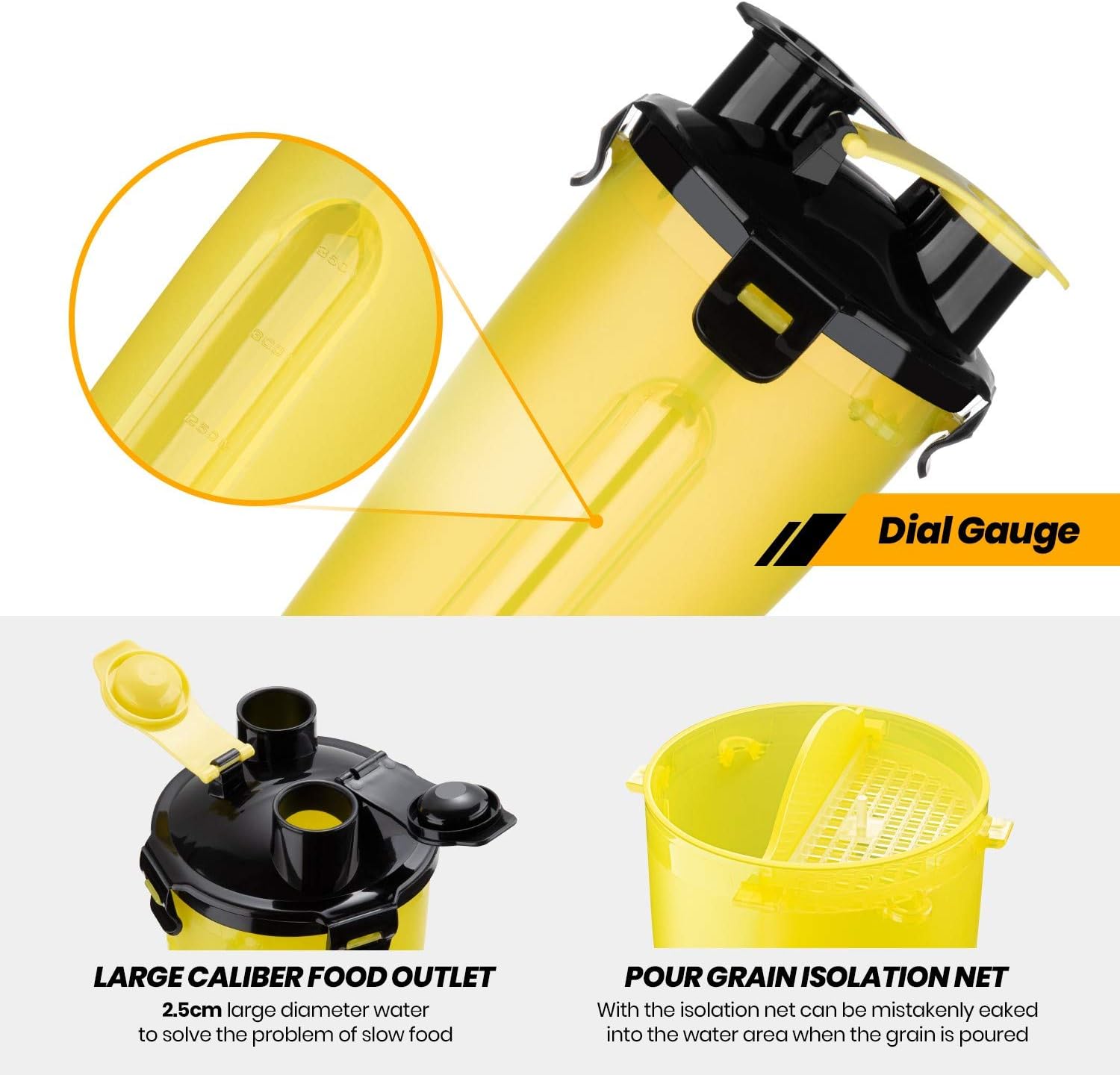 2-in-1 Dual Chamber Dog Water Bottle and Food Container For Walking and Traveling, Leak Proof and Portable Bottle with 2 Collapsible Bowls For Your Pets (Yellow)